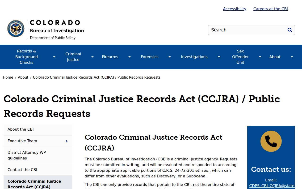 Dolores County criminal records CCJRA request guidance