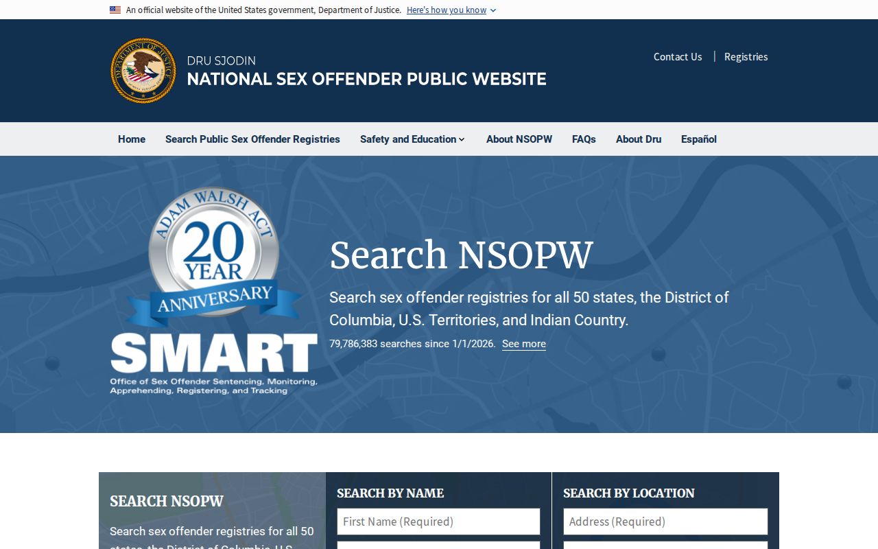 National sex offender public website search for cross-state checks