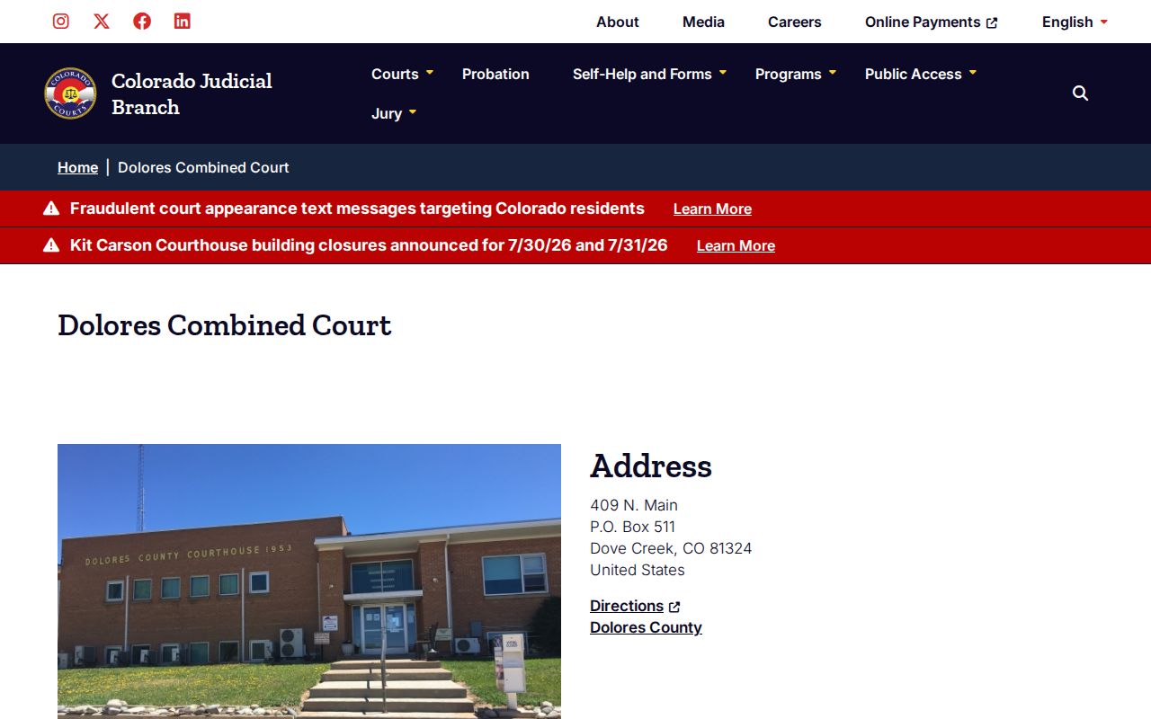 Dolores Combined Court shared local court counter in Dove Creek