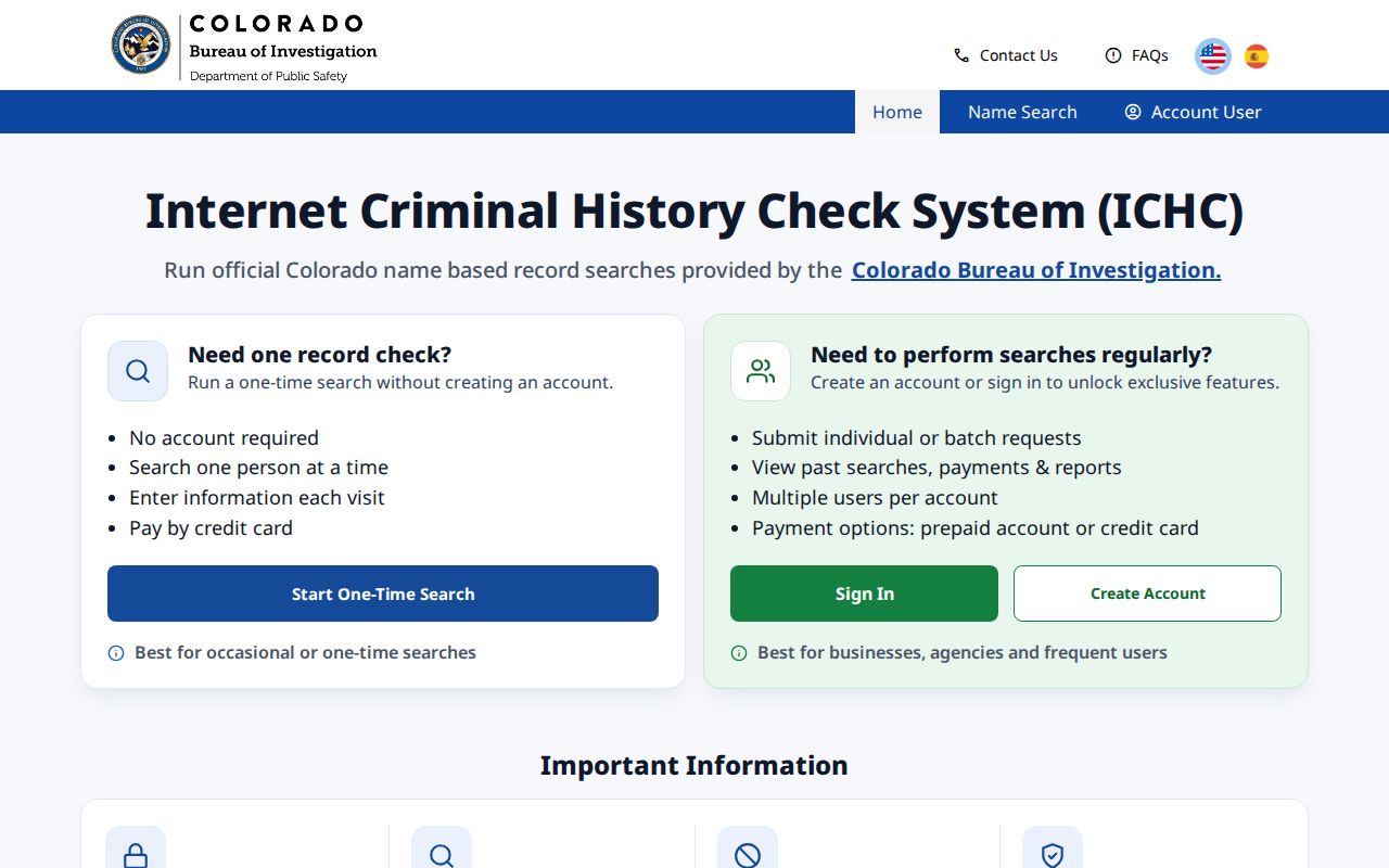 Dolores County criminal record ICHC search fields